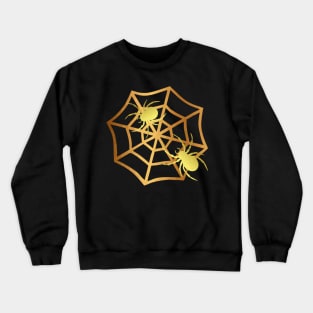 HAPPY Halloween Gold Spider Web Crewneck Sweatshirt